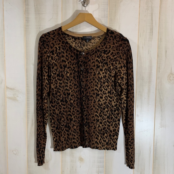 The Limited Sweaters - The Limited Leopard Print Cardigan Sweater Small